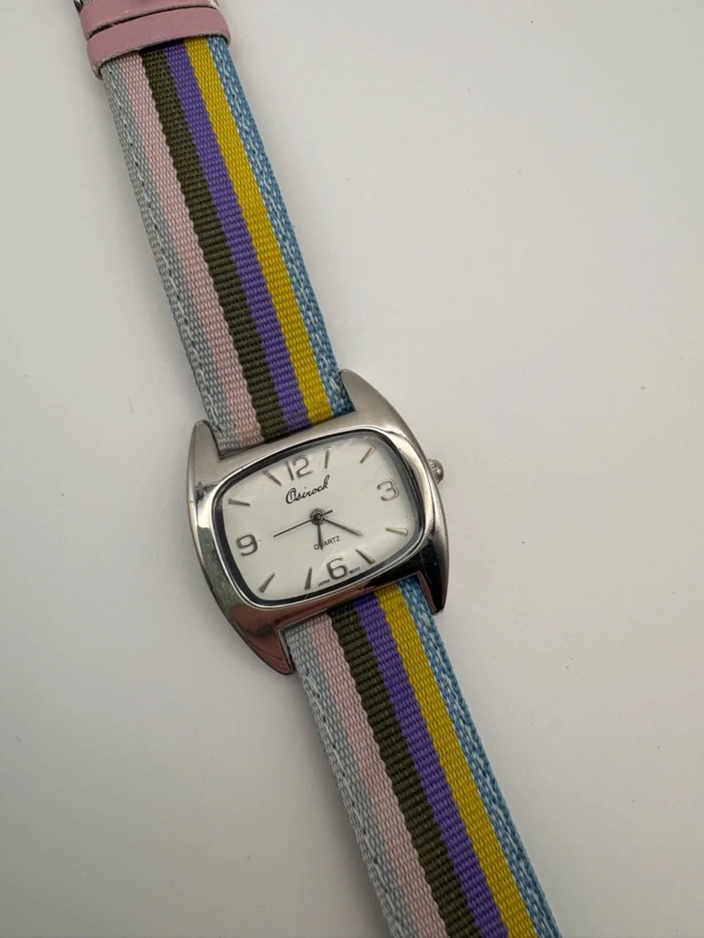 Osirock Retro Rectangle Dial Striped Fabric Band Watch Funky Fun Works!